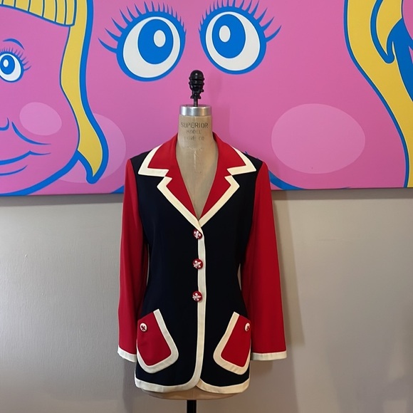 Moschino I Love Florenzia Jacket  Blazer Red White Blue Florence Italy - Picture 5 of 15